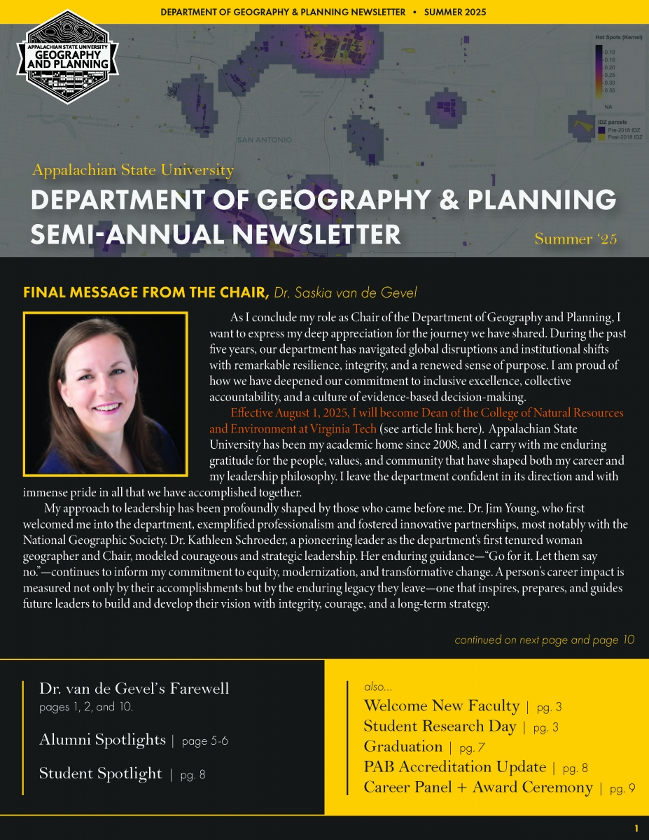 Department of Geography and Planning Newsletter - Summer 2025 - Cover